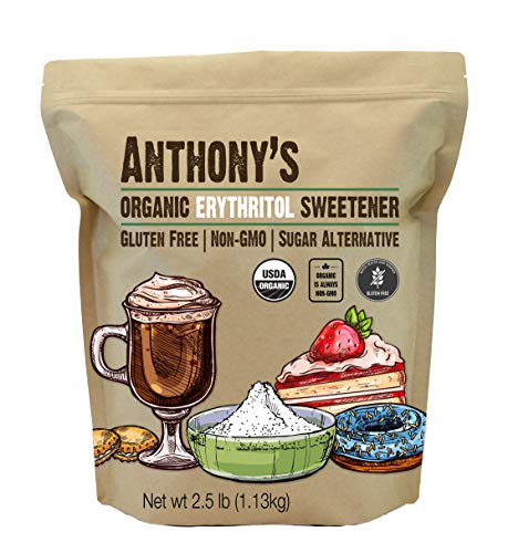Anthony s Organic Erythritol Granules, 2.5 lb, Non GMO, Natural Sweetener, Keto & Paleo Friendly, Granulated, Zero Calorie, Zero Net Carb