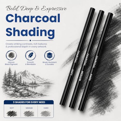 Image of Artownlar 28 Pcs Sketching Kit, Drawing Pencils Set with Graphite & Charcoal Pencils, Blending Stumps, Erasers, Pencil Extender & Art Knife, Drawing Shading Kit for Beginners & Artists