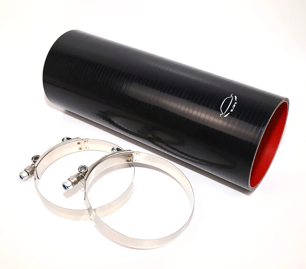 TMKOOL 12-Inch Silicone Coupler Hose + T-Bolt Clamp - 4-Ply Reinforced High Temp Hose For Turbo/Intake, 2.25" ID