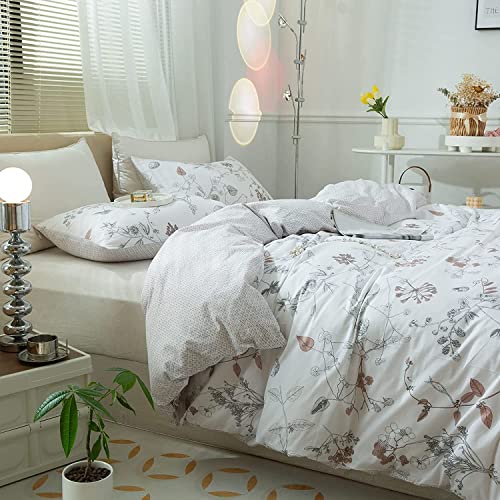 Highbuy Boho Floral Duvet Cover Twin Cotton Bedding Set Twin Size Comforter Cover Set Reversible Garden Lightweight Soft Duvet Cover Set Zipper Closure Breathable #TOP6
