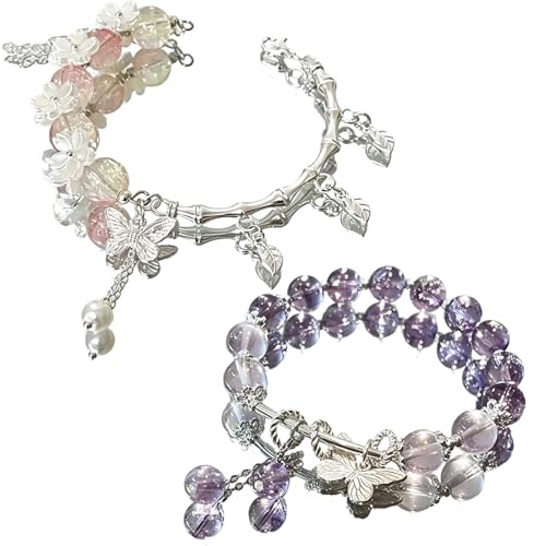 YFXXEEA 2Pcs Pink Crystal Fish Tail and Moon Pink and Purple 1 - Image 2