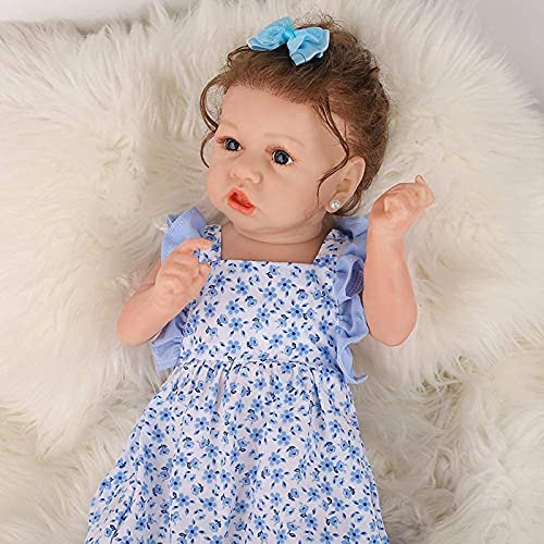 MWKL Nettes Reborn Baby 58cm Reborn Puppe Simulationspuppe Lebensechte Vollsilikon Körper Wiedergeburtspuppe 22 Zoll… – Bild 5