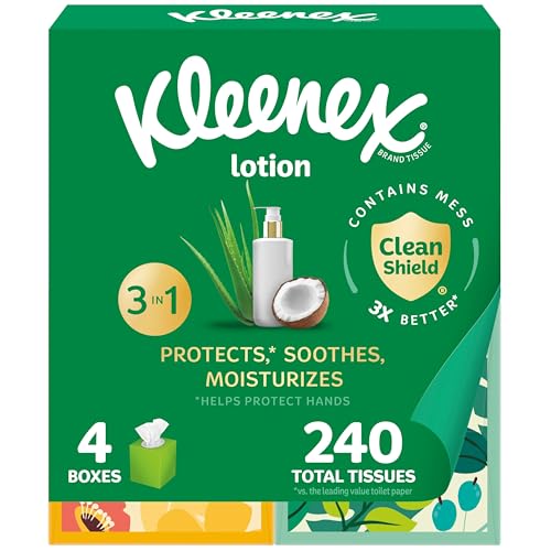 Kleenex Lotion Facial Tissues with Coconut Oil, 4 Cube Boxes, 60 ...