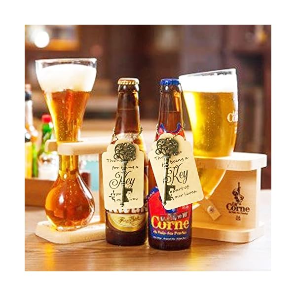 WODEGIFT 100 abridores de botellas, diseño de esqueleto vintage, abrebotellas con tarjeta de escolta y llaveros… - Imagen 7