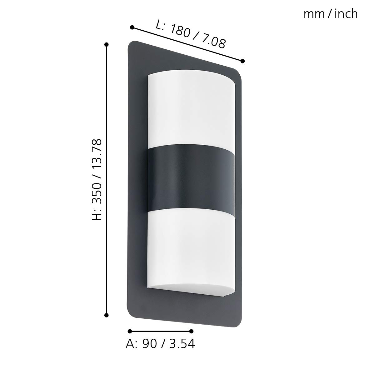 EGLO Applique murale extérieure Cistierna, lampe murale 2 flammes en acier | et plastique anthracite, douille E27, IP44