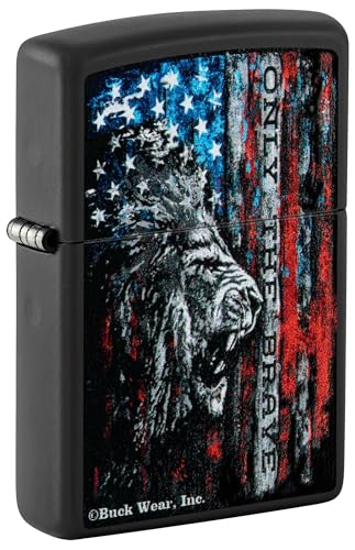 Encendedor Zippo Lion and Flag Black Matte 81501 miniatura 1