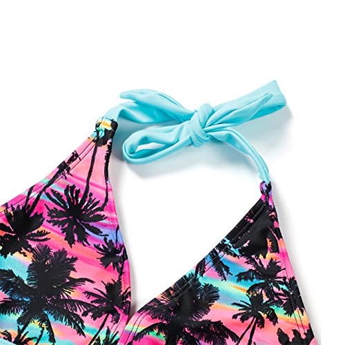 Dayu Girl's Coconut Grove Print Halter Bikini Set Two Piece Swimsuit Size 6-164