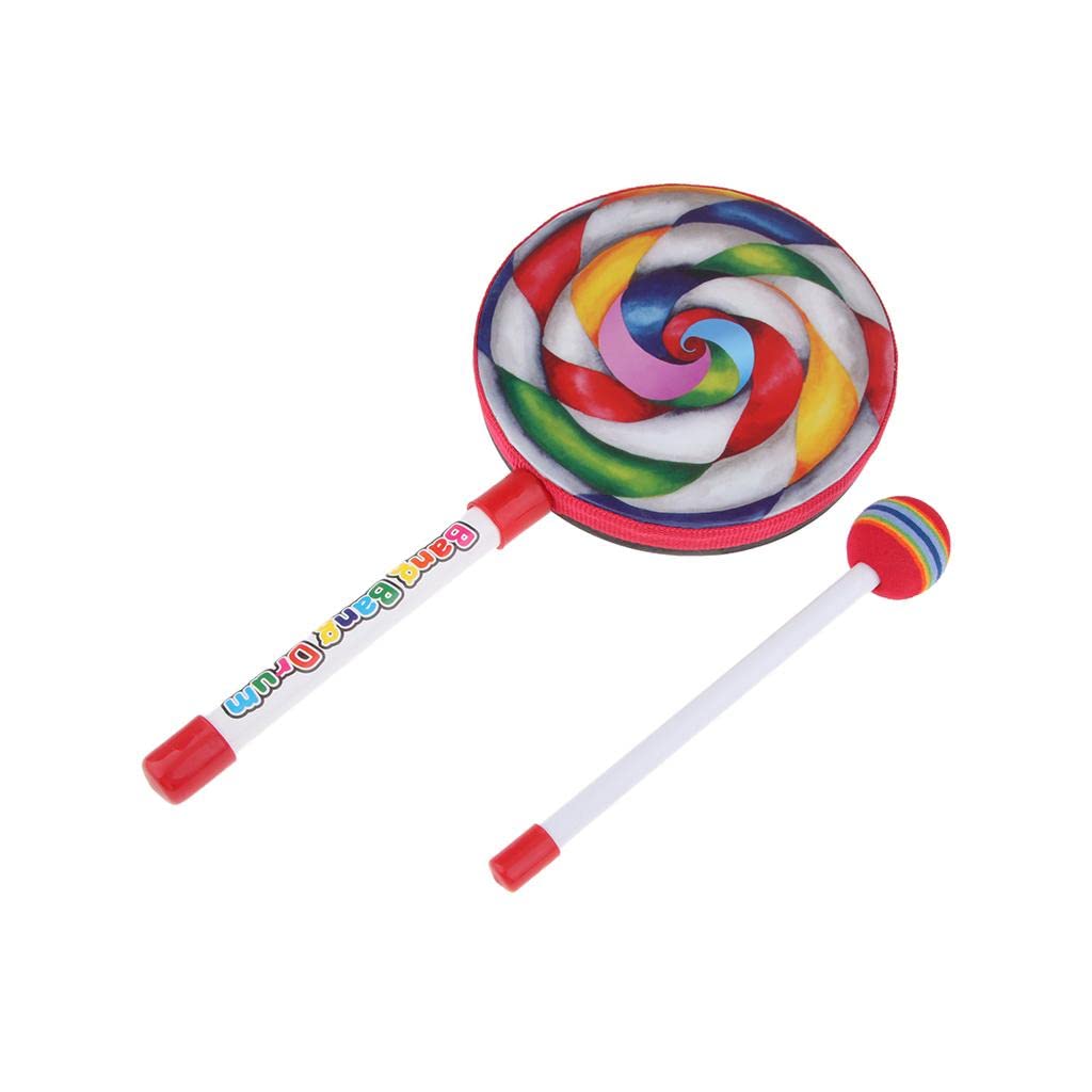 ATORSE Wooden Lollipop Hand Drum Toy for Kids Early Music Learning 6 inch-image-21