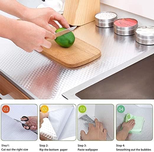 Image of Hotegxa Self-Adhesive Kitchen Wallpaper, PVC 3D Wall Sticker Oil Proof & Waterproof, Kitchen Backsplash Silver Stickers Wallpaper for Hotel /Living Room, Bedroom & Cafe Walls - 60cm x 200cm (Pack of 2)