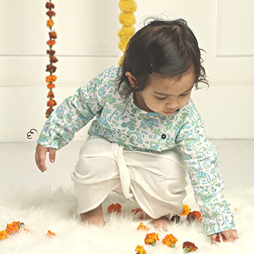 Image of POLKA TOTS 100% Cotton Elegant Traditional Dhoti Kurta Set for Baby Boys | Ultra-soft Cotton Ethnic Dress for Festivals and Weddings | Traditional Angrakha Dress for Kids Boys