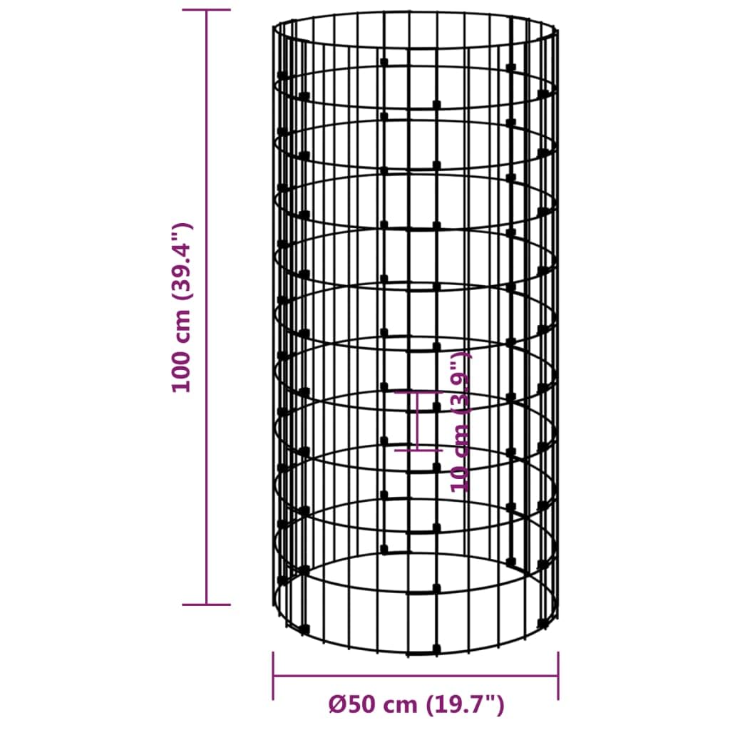 Poste circular de gaviones acero galvanizado ?50x100 cm, Malla metálica para gallinero, Red de gallinero de acero, Alambrada de gallinero de acero resistente para proteger a tus aves de corral