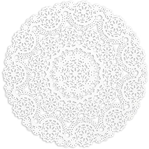 Juvale Round Medallion Doilies (12 in, White Lace Paper, 200 Pack)