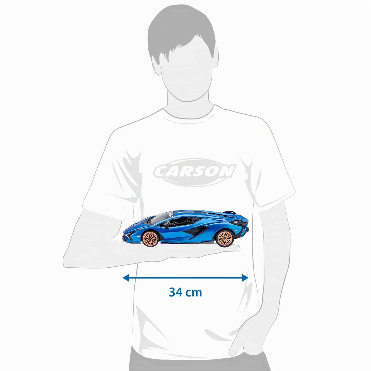 Carson 1:14 Lamborghini Sián 2.4GHz 100% RTR - Coche teledirigido, iluminación LED, RC, vehículo RC, RC Auto 1:14, Juguete teledirigido