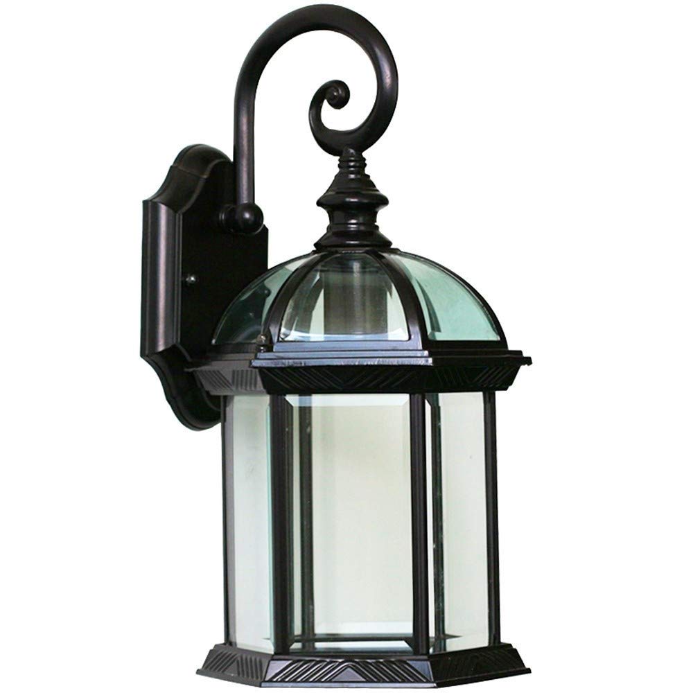 UDPOIUYT Outdoor Wall Lantern, Outdoor Wall Sconce, Waterproof Aluminum Glass, Black, Bronze(Black)