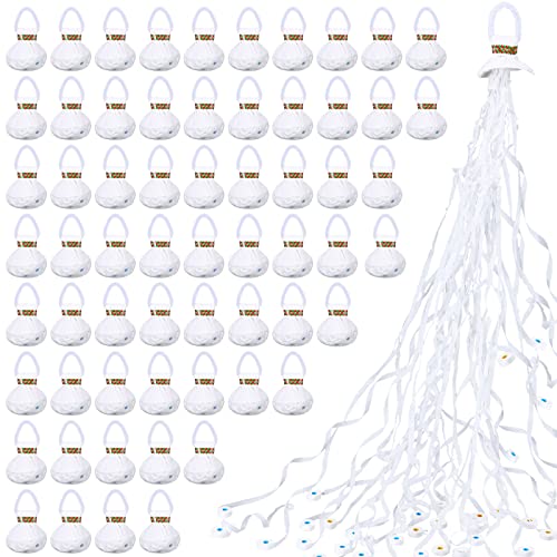 Wettarn 100 Pcs Throw Streamers Confetti Romantic Hand No Mess Streamer Crackers for Christmas Wedding Birthday Party Celebrations Graduation Party Favors(White)