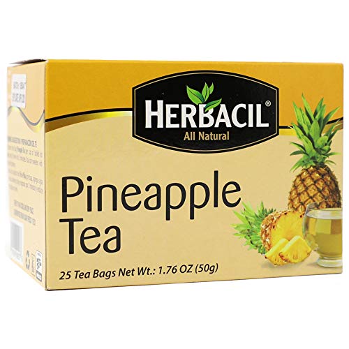 Image of Herbacil Pineapple Tea, Herbal Tea with Dehydrated Pineapple Fruit, Caffeine - Free, 10-Pack of 25 bags per box (50 Tea Bags)