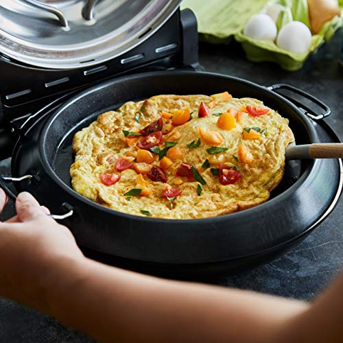 Pizzaoven Peppo 1200W, pizza maker, mini-oven elektrisch, 350 °C, incl. emaille koekenpan en 2 pizzascheppen - Antraciet - Image 8