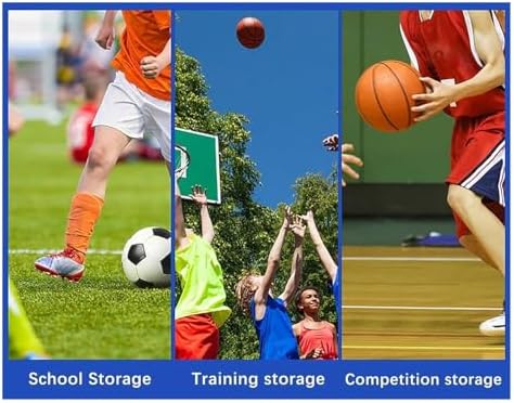 Heavy Duty Rolling Sports Ball Storage Cart - Collapsible Basketball, Football, Volleyball Equipment Rack - Stackable Stainless Steel Ball Cage for Easy Organization