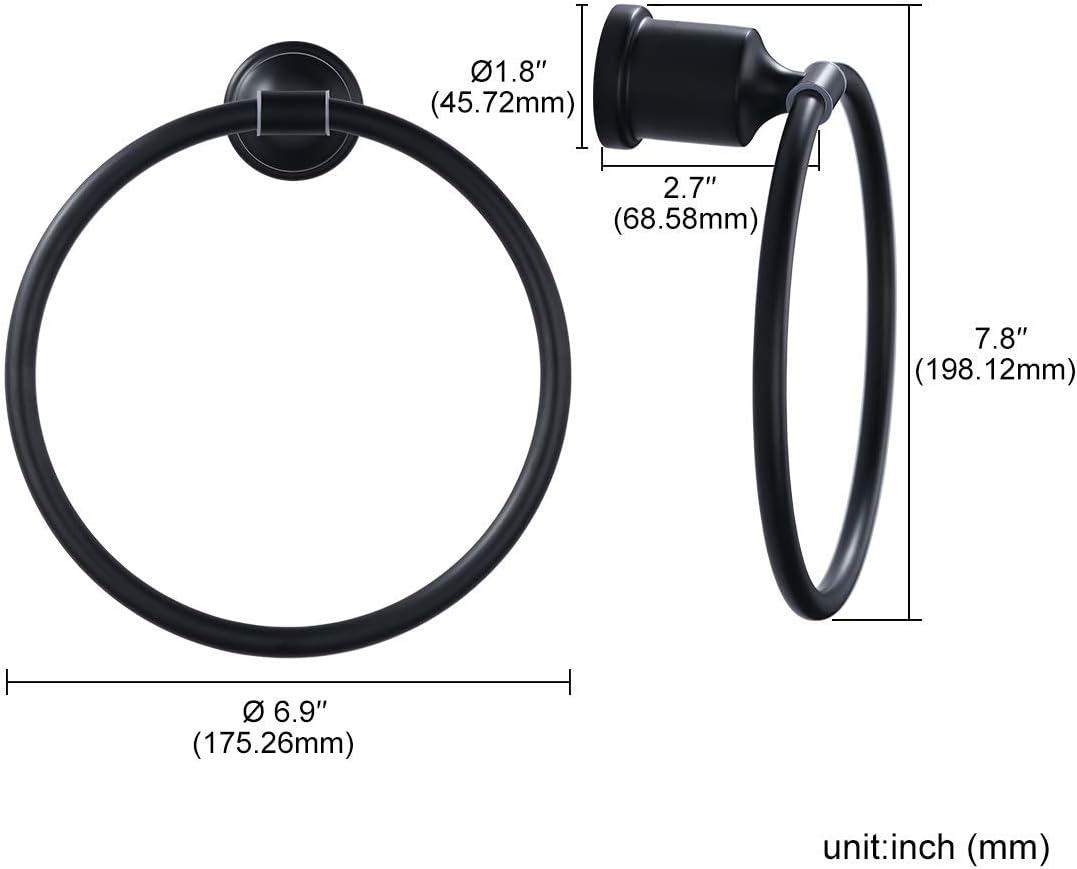 WOWOW Bathroom Hand Towel Ring Wall Mounted Towel Holder and Black Bathroom Faucet Centerset with Lift Rod Drain