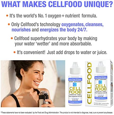 Cellfood Liquid Concentrate 1 Fl Oz 2 Pack Oxygen Nutrient Supplement Supports Immune System Energy Endurance Hydration Overall Health Gluten Free Non Gmo Kosher Makes 22