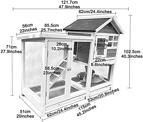ACIYD Hühnerstall Villa Geflügelstall Kaninchenstall, Kaninchen Hutch-Outdoor Großer Kaninchen-Käfig-Woodden-Hasen-Hutch… – Bild 8