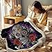 Sleepwish Rose Skull Throw Blanket, Sugar Skull Blanket Purple, Fluffy Skull Blanket for Women Adult Men, Mandala Skull Blanket, Candy Skull Sherpa Fleece Blanket, Skull Gifts for Kids Girls (50