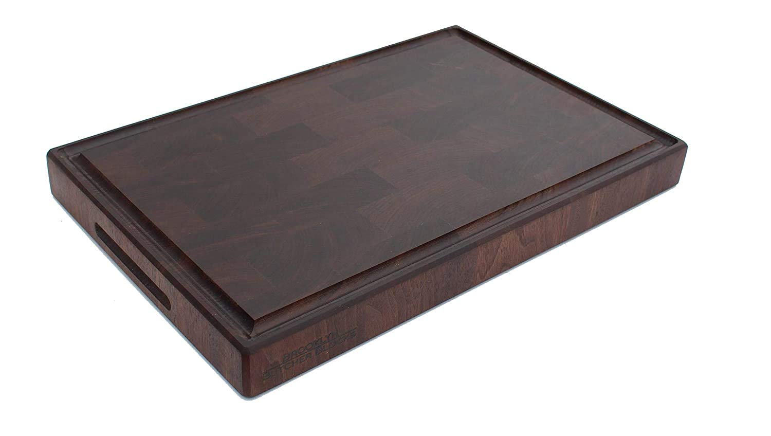12 x 18 x 1.75 End Grain Walnut Breadboard &Butcher Block - Handmade in USA - Self-Healing - Knife Stays Sharper Longer - Juice Grooves and Indented Handles - Free Rubber Feet Included