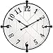 PresenTime & Co Farmhouse Series Barn Door Clock, 24 inch, Silent No Ticking, Solid Wrought Iron with Shiplap Design, Elegant Cream White Color