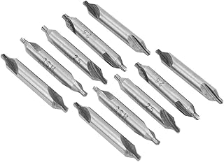 10Pcs Lathe Mill Combined Center Drill, Center Drill Countersink Lathe Bit Mill Tooling Set Tip Angle 60 Degree Bits for Metal, Copper, Wood