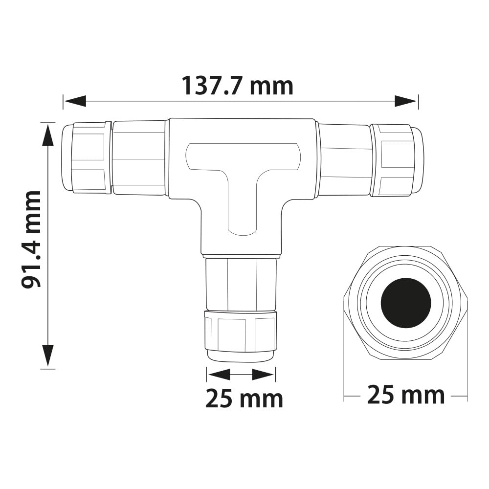 Conector en T Impermeable IP68 2 Polos 0,5-2,5 mm² 16A 250V - Manguito de Conexión de Cable Ø6,5-11 mm, 10 unidades - Empalme Eléctrico Estanco para Iluminación LED, Jardín, Garaje - Horoz Electric