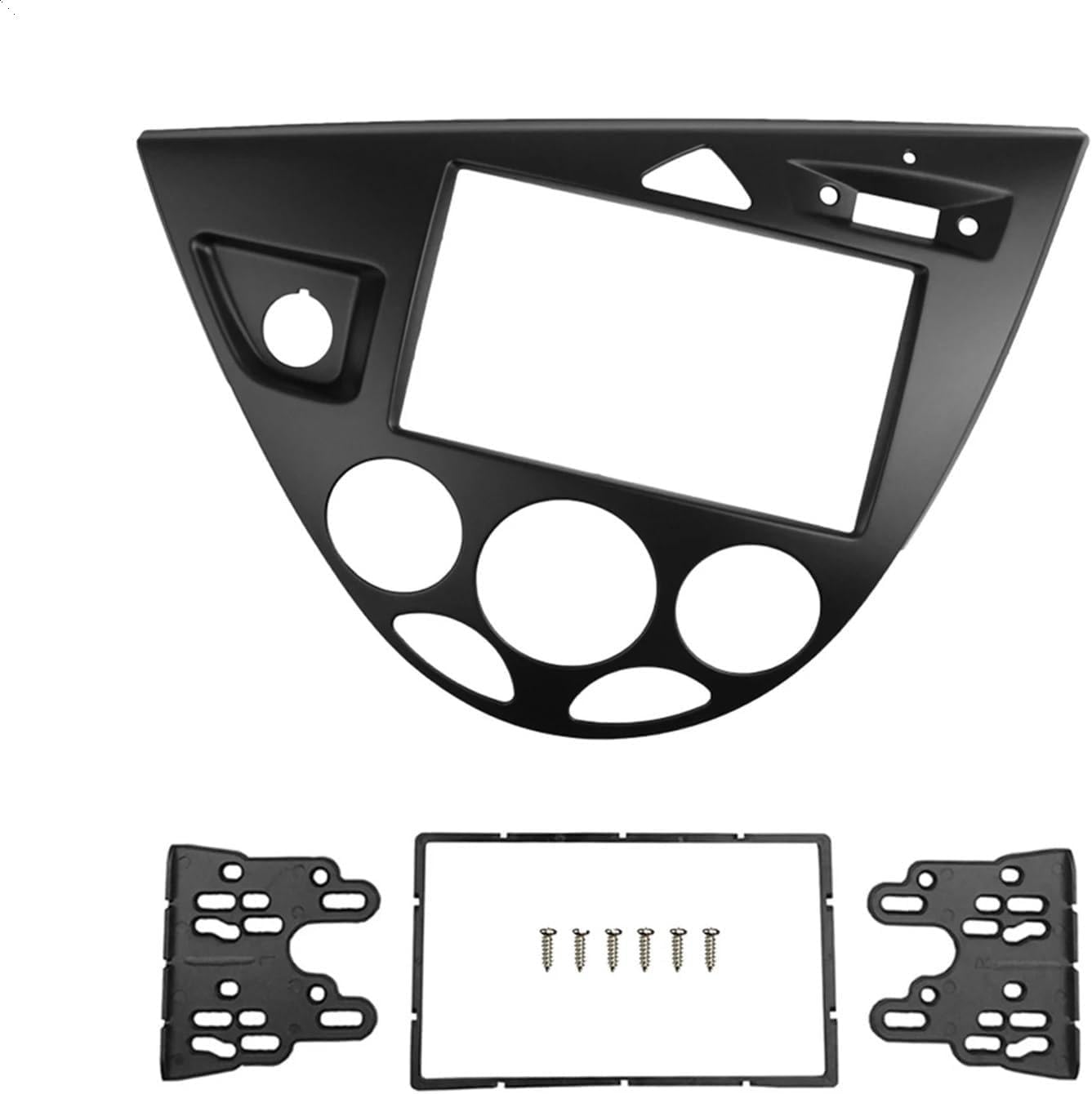 Apply Double 2 Din Stereo Panel Compatible for Ford Focus Fiesta Fascia Radio DVD Frame CD Bezel Refitting Installation Trim Kit(LHD Silver)