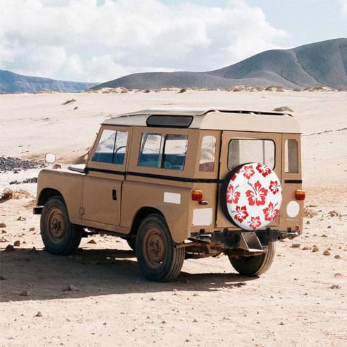 Image of Pretty Hibiscus Spare Tire Cover Red Hawaiian Flower Aloha Blossom Funky Wheel Covers for RV Tires Camper Tire Case Protectors for Trailer Rv SUV Truck Travel Trailer 15 in