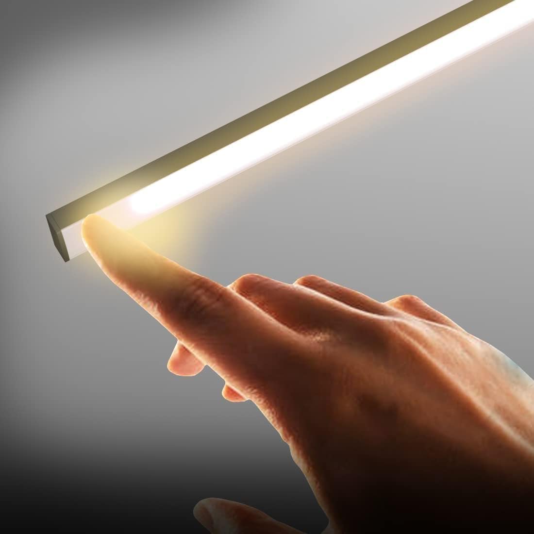 DE SANCTIS LIGHT DESIGN LED Sottopensile Cucina Barra Led Soggiorno Camera Profilo Con Sensore Dimmer Sfioramento Touch Lampada Striscia Luce Luminosa Made In Italy (60cm Profilo Nero, Luce calda)