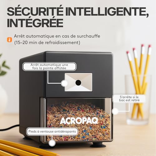 Taille-crayon électrique professionnel ACROPAQ avec réservoir et manivelle