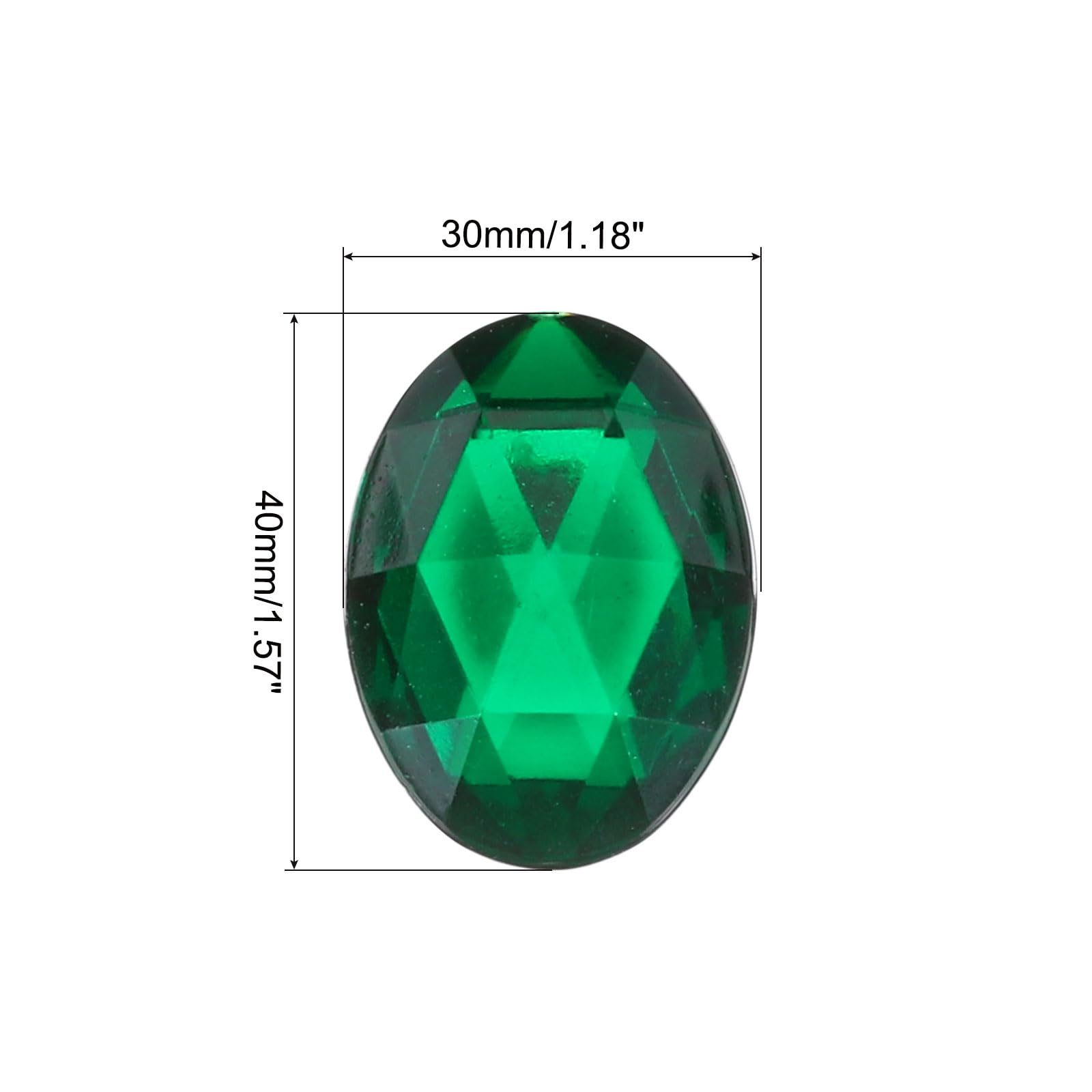 QUARKZMAN 25 Piezas Gemas Ovaladas de Acrílico 18x25 mm con Parte Trasera Plana Piedras de Imitación para Manualidades Bisutería Pintura Facial Decoración de Bodas En Color Verde