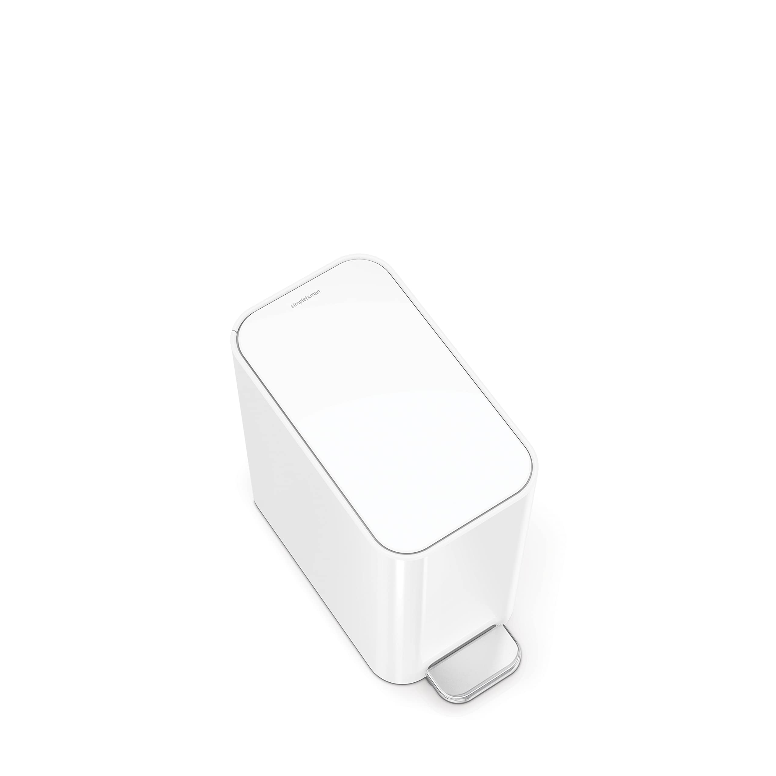 simplehuman CW2102 cubo estrecho con pedal, papelera baño, cubo basura baño, papelera oficina, acero blanco, 5 L