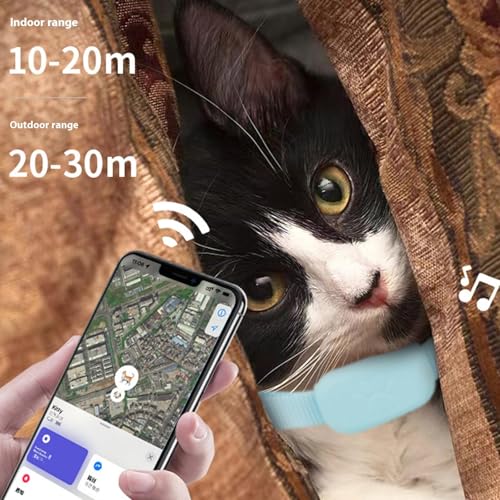 Generisch Bluetooth Haustier Locator für Hunde & Katzen – GPS Ortung mit verstellbarem Halsband, wasserdicht, Multi-Personen-Betreuung, Lange Batterielaufzeit, Kompatibel mit iOS und Android (Blau)