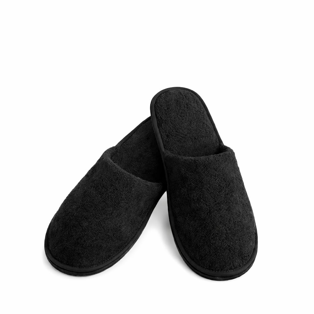 Galaxy Fashion Point Black Disposable Unisex Hotel Slippers – Soft Cotton Indoor Guest Footwear for Travel, Spa, Home & Winter Use-image-46
