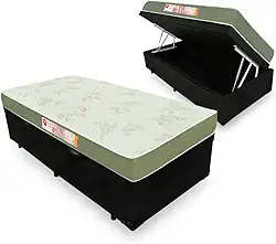 Cama Box Com Baú Solteiro + Colchão De Espuma D33 - Castor - Sleep Max - 88x188x60cm