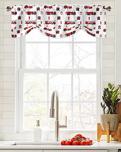 Tie Up Valance For Windows Fire Truck Curtains Valances Rod Pocket Valance Window Treatments Firemen Car Vehicle Fire Engine Tie-Up Shade Valance For Kitchen Living Room Bedroom Bathroom 1 Panel 42X12 #TOP3