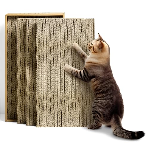 Navaris Cardboard Cat Scratcher Set - Scratching Card Board Mat for Indoor Cats - 17.72