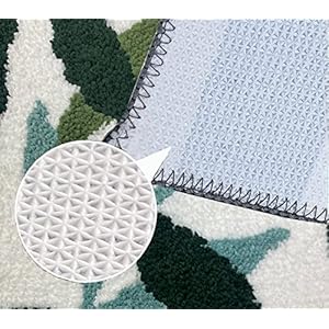 Roseate Leaves Super Soft Anti Skid (40x60 cm) Microfiber 2000 GSM Bath Mat Super Absorbent Mats for Bathroom/Bedroom/Kitchen/Door Mat/Floor Mat (White & Green) Pack of 1