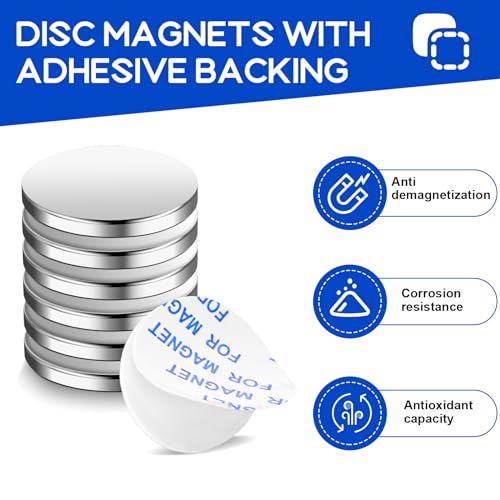 Image of 10Pcs Super Strong Magnets, 32x3mm Heavy Duty Rare Earth Magnet with Double-Sided Adhesive, Premium Powerful Neodymium Disc Magnets for Refrigerator, DIY, Scientific, Craft, Office