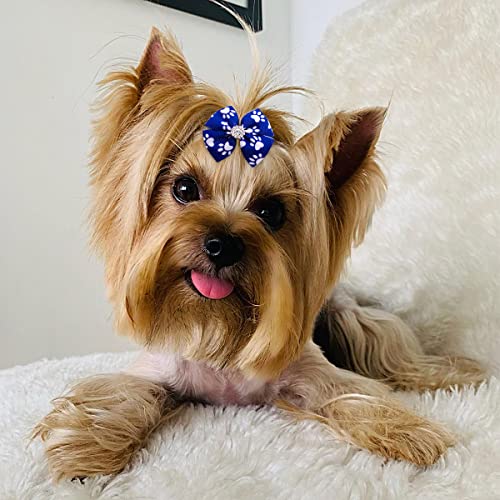PET SHOW 50 peças/25 pares de laços de pelo de cachorro pequeno padrão de pata a granel com faixas d