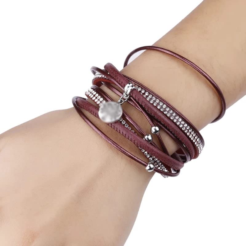 Pulseras Mujer Boho Multicapa Pulseras De Cuero Brazaletes Mujer (Tamaño : 1)