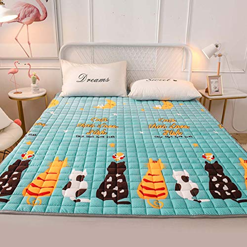 Respirable Tatami Estera De Colchón,Plegable Suelo Futón Sleeping Pad Suave Colchones Topper Japonés Rodillo De La Cama para El Dormitorio Inicio,A,150 * 200cm Cover