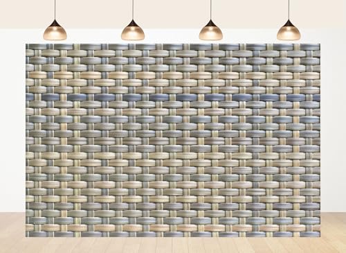LidyMini 10x7ft Fabric Woven Rattan Mat Backdrop Natural Bamboo Weave