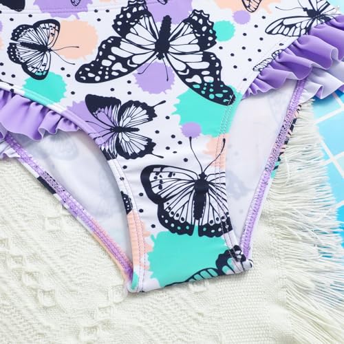 Image of HILEELANG Toddler & Little Girls' Long Sleeve Rash Guard Swimwear Set - UV Protection, 2-Piece Design, Fun Prints, 2-9 Years