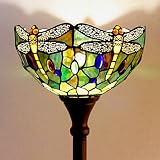 ZJART Torches Tiffany Floor lamp Dragonfly Style Stained Glass Shade Standing Torch Light 65 Inch hi