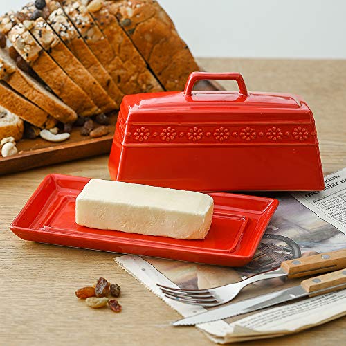 image for KOOV Porcelain Butter Dish with Lid for Countertop, Butter Dishes wi